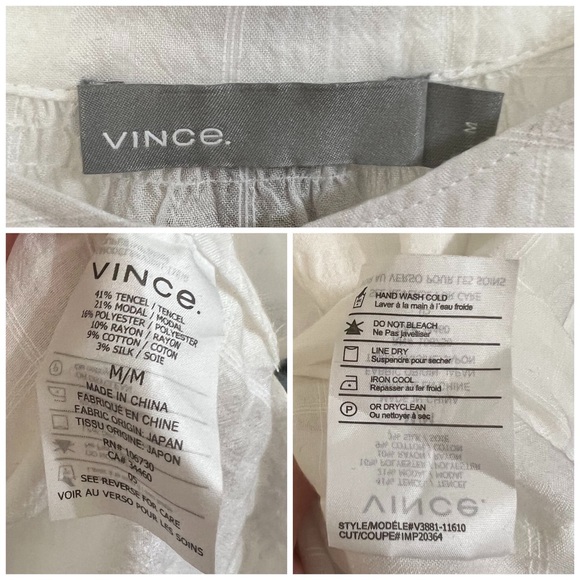 Vince white windowpane shadow plaid long sleeve oversized tunic blouse medium - Picture 10 of 10